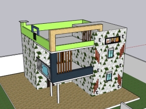 Model sketchup nhà ở 2 tầng 9x9.15m