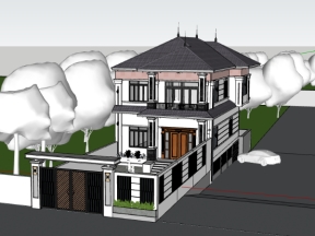 Model sketchup nhà ở 2 tầng mái nhật mới nhất