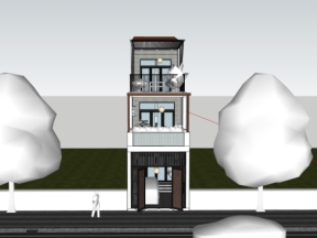 Model sketchup nhà ở 3 tầng 4x23m