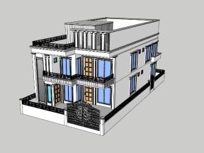 Model sketchup nhà ở 3 tầng 8.8x17.8m