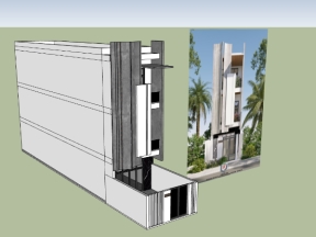 Model sketchup nhà ở phố 3 tầng 5x26m