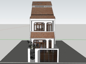 Model sketchup nhà phố 2 tầng 1 tum 5.2x26.5m