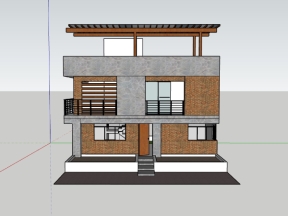 Model sketchup nhà phố 2 tầng kích thước 6.5x9m