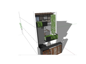 Model sketchup nhà phố 3 tầng