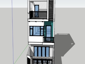 Model sketchup nhà phố 3 tầng 3x15m