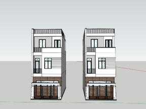 Model sketchup nhà phố 3 tầng 5x14.2m