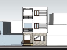 Model sketchup nhà phố 3 tầng 7.1x8.3m