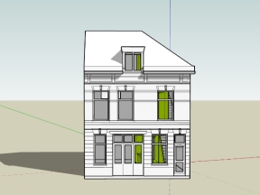 Model sketchup nhà phố 3 tầng 7.2x7.6m