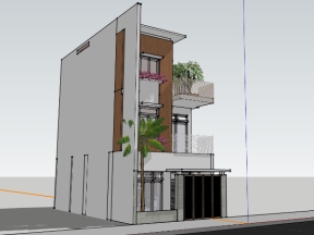 Model sketchup nhà phố 3 tầng kích thước 6.1x13m