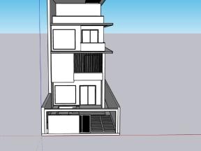 Model sketchup nhà phố 4 tầng kích thước 7x20.6m