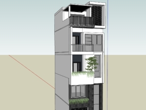 Model sketchup nhà phố 5 tầng 5x11m
