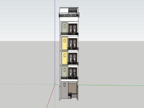 Model sketchup nhà phố 6 tầng kích thước 4.2x17m