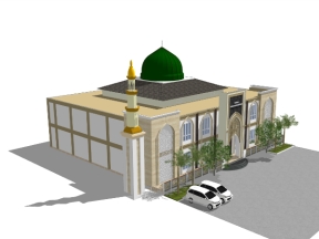 Model sketchup nhà thờ Hồi Giáo 23.8x29m