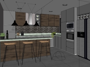 Model sketchup nội thất bếp mới