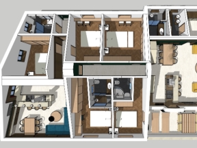 Model sketchup nội thất penhouse đẹp