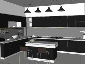 Model sketchup nội thất phòng bếp 2023