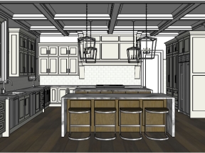Model sketchup nội thất phòng bếp hiện đại 2023