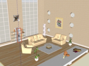 Model sketchup nội thất phòng khách phong cách đẹp