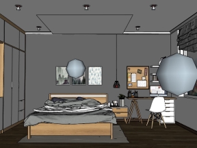 Model sketchup nội thất phòng ngủ đơn giản đẹp mắt