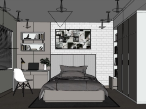 Model sketchup nội thất phòng ngủ hiện đại cao cấp