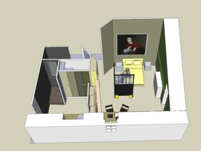Model sketchup nội thất tầng 1