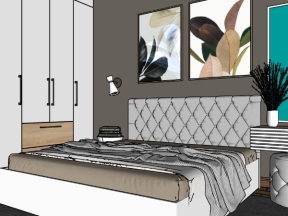 Model sketchup phòng ngủ hiện đại sang trọng