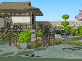 Model sketchup sân vườn đẹp mắt