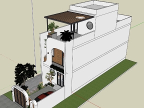 Model sketchup thiết kế nhà phố 3 tầng hiện đại