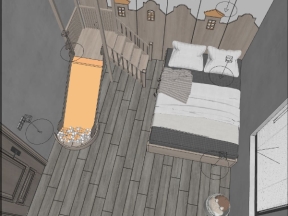 Model sketchup thiết kế phòng ngủ cho bé