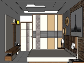 Model sketchup thiết kế phòng ngủ master