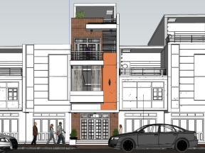 Model sketchup việt nam bản vẽ mẫu nhà phố 3 tầng
