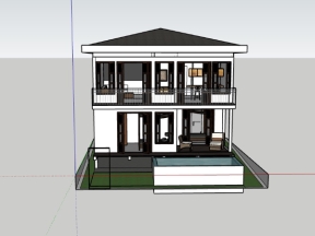 Model sketchup việt nam mẫu nhà phố 2 tầng 8.4x8.5m