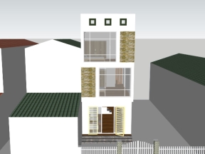 Model sketchup việt nam mẫu nhà phố 3 tầng 4.8x17.7m
