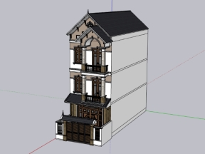 Model sketchup việt nam mẫu nhà phố 3 tầng 5.7x13.2m