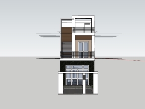 Model sketchup việt nam mẫu nhà phố 3 tầng 5x12.15m