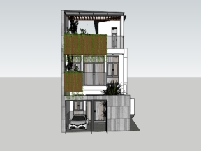 Model sketchup việt nam mẫu nhà phố 3 tầng 7.5x15.1m