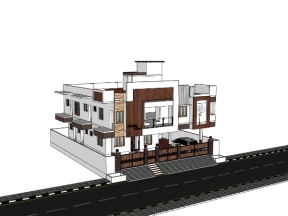 Model sketchup việt nam nhà biệt thự 2 tầng 15.3x16.5m