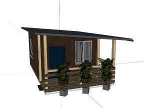 Model sketchup việt nam nhà gỗ 4x6.8m