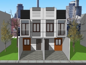 Model sketchup việt nam nhà lô phố 2.5 tầng 7.85x11.85m