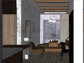Model sketchup việt nam thiết kế nội thất phòng khách + phòng bếp