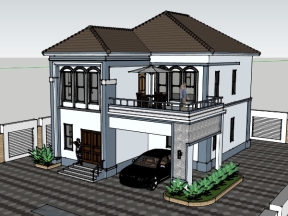 Model sketchup việt nam villa 2 tầng diện tích thiết kế 9.3x13.5m