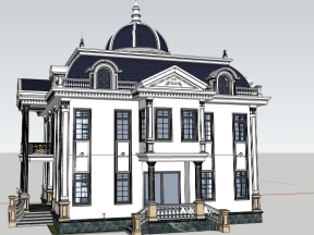 Model sketchup villa 3 tầng cổ điển