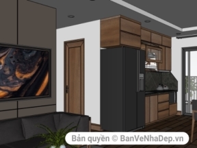 Model Sketchup + Vray thiết kế phối cảnh nội thất căn hộ chung cư