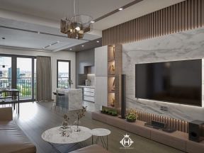 Model su 2020 nội thất phòng khách + bàn ăn + nhà bếp
