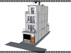Model Su + autocad mẫu thiết kế nhà phố đẹp 4 tầng 5x18m tân cổ điển