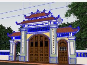 Model su cổng đền thờ 45x10m