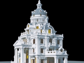 Model su mẫu biệt thự lâu đài tân cổ điển + ảnh file phối cảnh mặt đứng