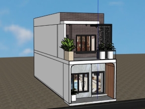 Model su mẫu nhà phố 2 tầng kích thước xây dựng 5x16.5m