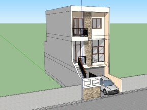 Model su mẫu nhà phố 3 tầng sang trọng 5x15.9m