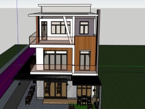 Model su nhà biệt thự 3 tầng kết hợp kinh doanh 8.1x22.6m